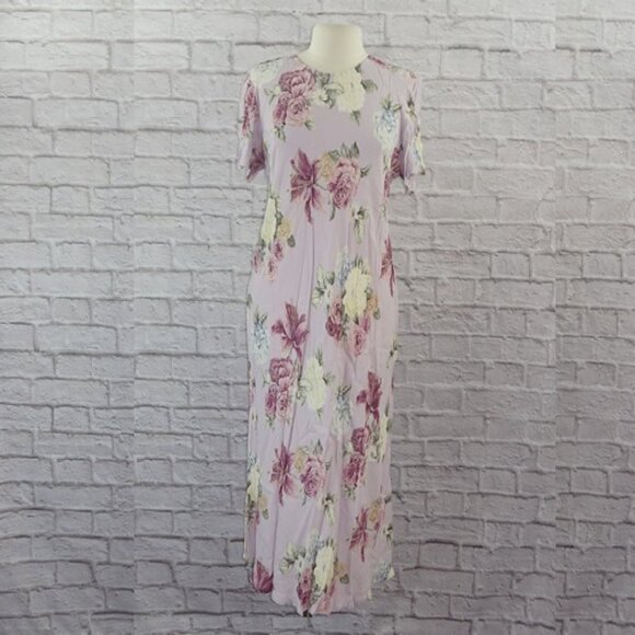 Vintage 90s Floral Slip Midi Dress 16 - Picture 1 of 7